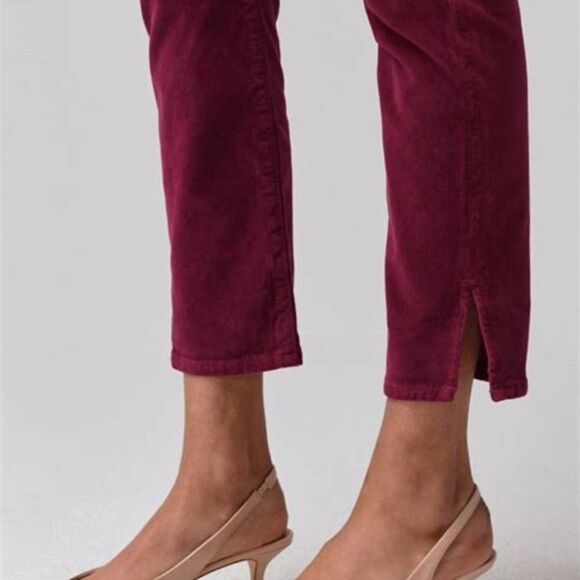 3x1 Higher Ground Cropped Stretch Cotton Velvet Merlot Size 26 - Picture 5 of 11